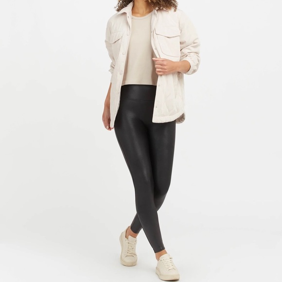 Black Faux Leather Leggings - Picture 1 of 4